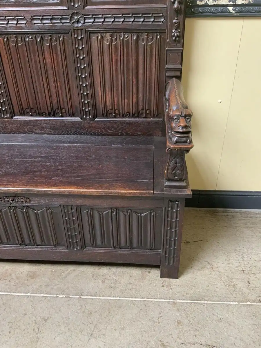 Antike imposante Neogotische Truhen Bank - Sensationell - Lieferung möglich! 13