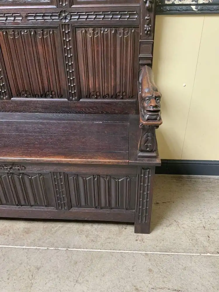 Antike imposante Neogotische Truhen Bank - Sensationell - Lieferung möglich! 13