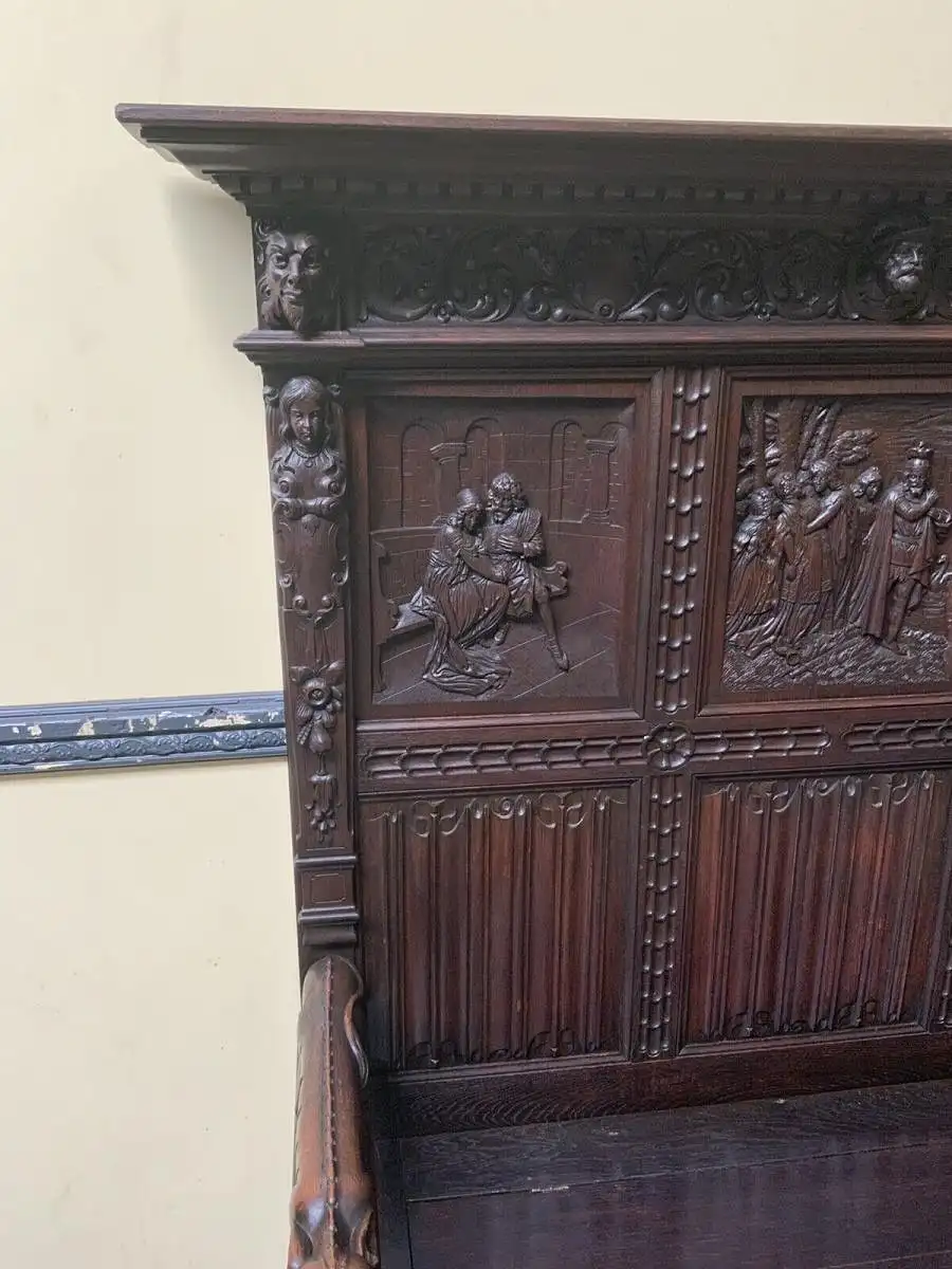 Antike imposante Neogotische Truhen Bank - Sensationell - Lieferung möglich! 15
