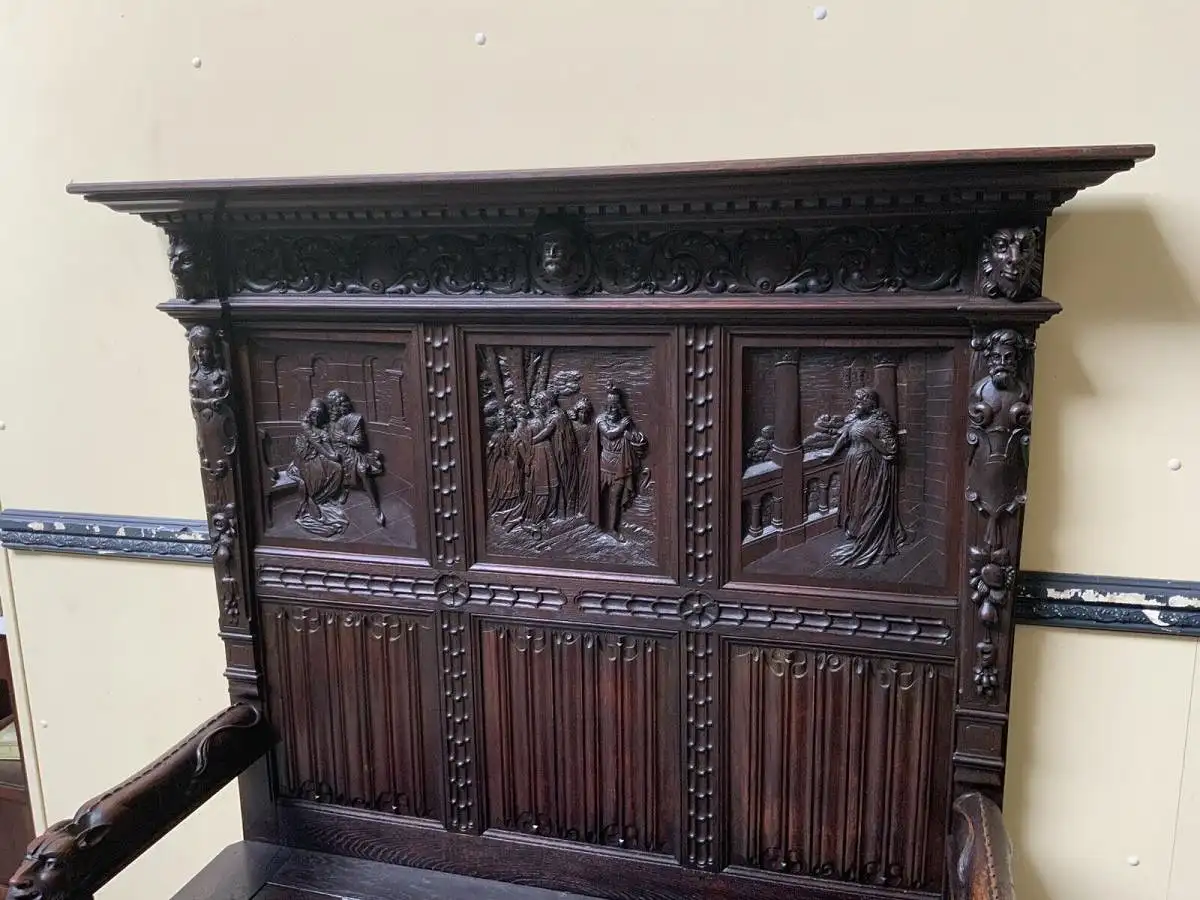 Antike imposante Neogotische Truhen Bank - Sensationell - Lieferung möglich! 20