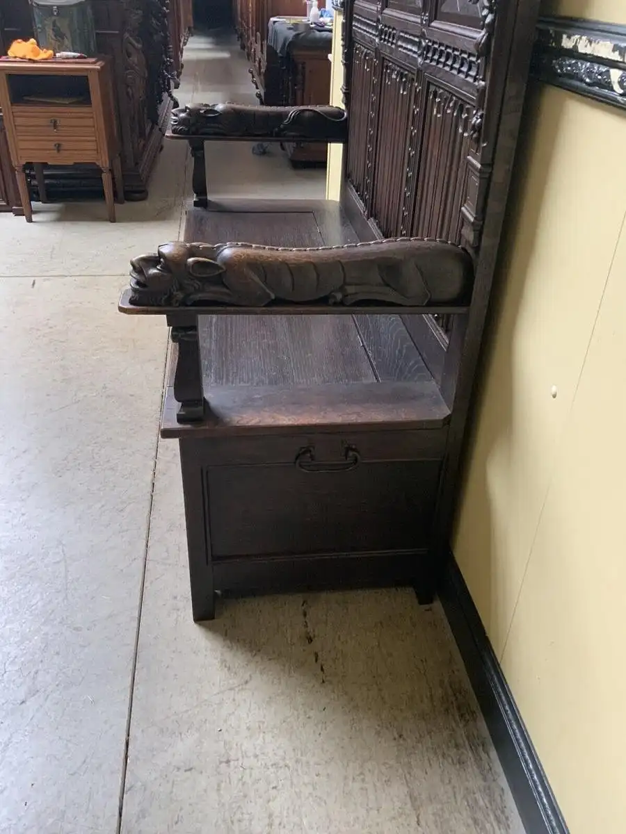 Antike imposante Neogotische Truhen Bank - Sensationell - Lieferung möglich! 4