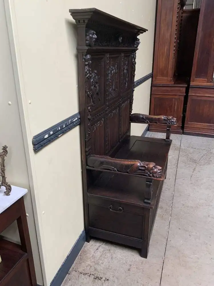 Antike imposante Neogotische Truhen Bank - Sensationell - Lieferung möglich! 5