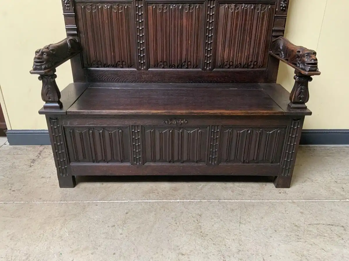 Antike imposante Neogotische Truhen Bank - Sensationell - Lieferung möglich! 7