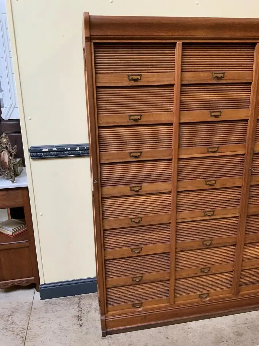 Antiker sensationeller Jugendstil Rolladen Archiv Schrank - Lieferung möglich! 10