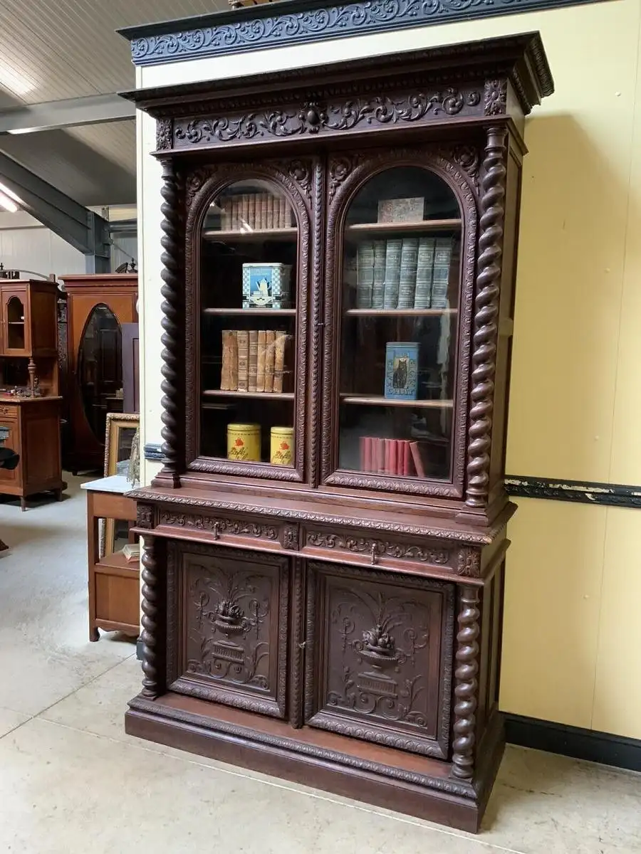 Antiker imposanter Historismus Bücherschrank, Vitrine - Lieferung möglich! 1