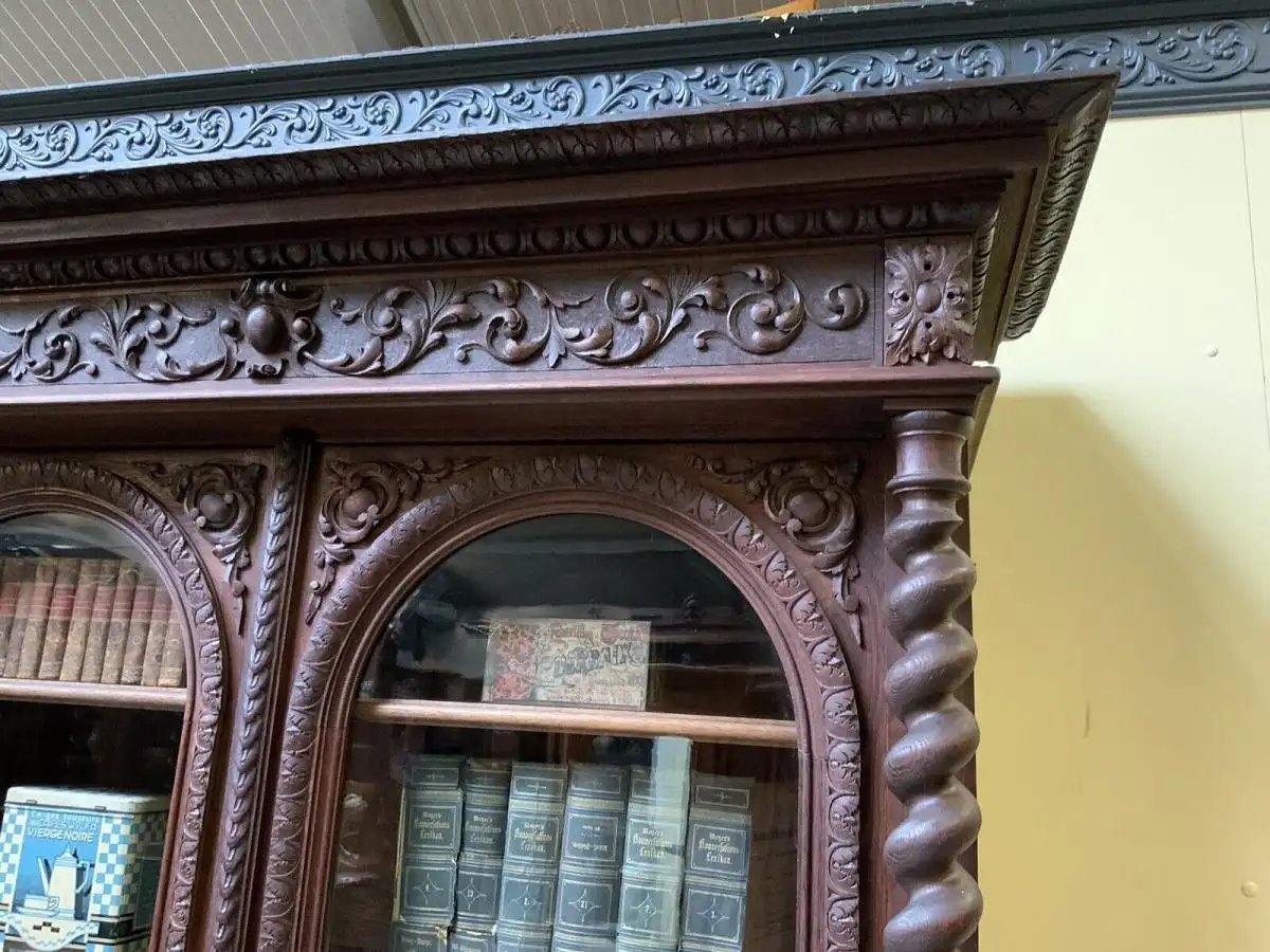 Antiker imposanter Historismus Bücherschrank, Vitrine - Lieferung möglich! 13