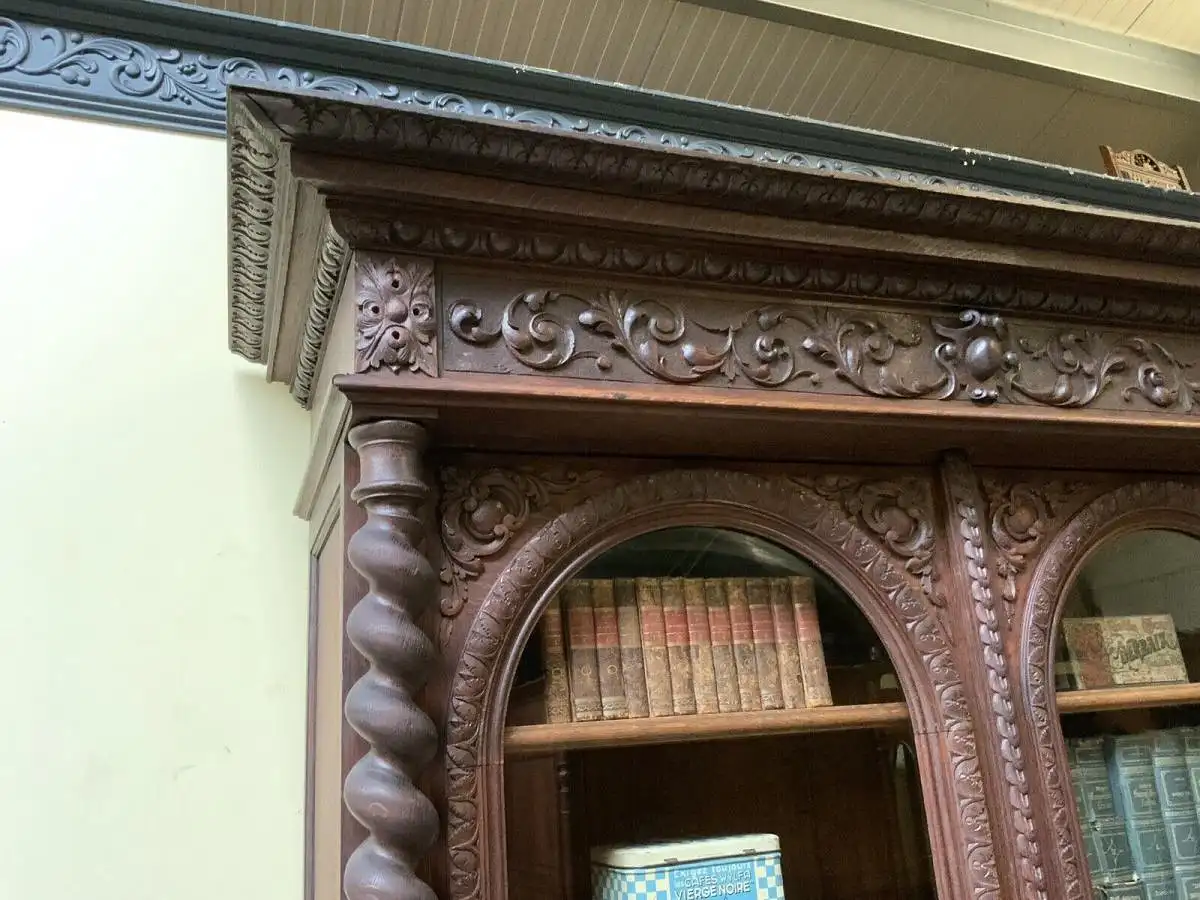 Antiker imposanter Historismus Bücherschrank, Vitrine - Lieferung möglich! 14