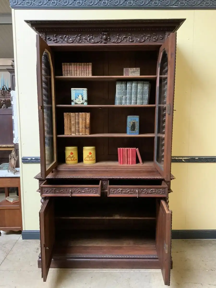 Antiker imposanter Historismus Bücherschrank, Vitrine - Lieferung möglich! 18