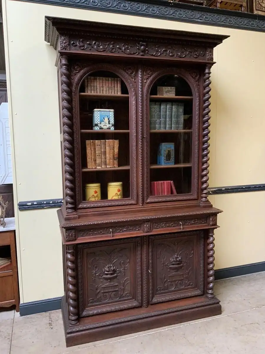 Antiker imposanter Historismus Bücherschrank, Vitrine - Lieferung möglich! 3