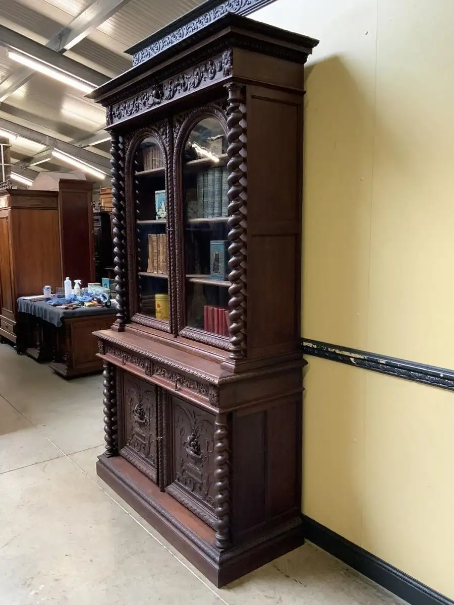 Antiker imposanter Historismus Bücherschrank, Vitrine - Lieferung möglich! 4