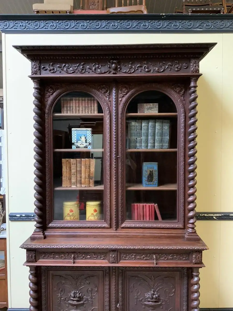 Antiker imposanter Historismus Bücherschrank, Vitrine - Lieferung möglich! 7
