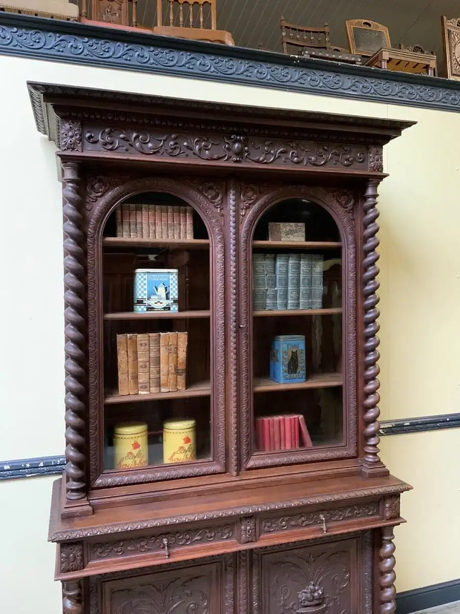 Antiker imposanter Historismus Bücherschrank, Vitrine - Lieferung möglich! 8