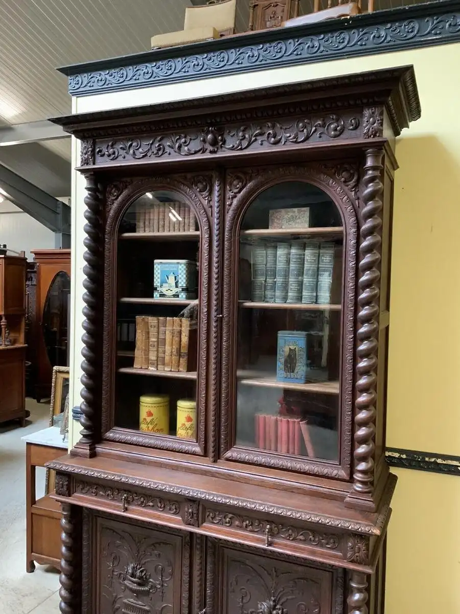 Antiker imposanter Historismus Bücherschrank, Vitrine - Lieferung möglich! 9