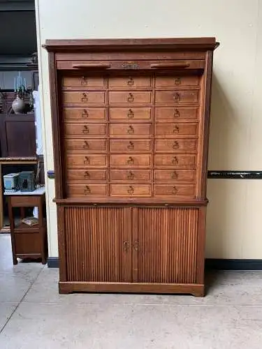 Antiker sensationeller Jugendstil Rolladen Archiv Schrank - Lieferung möglich!