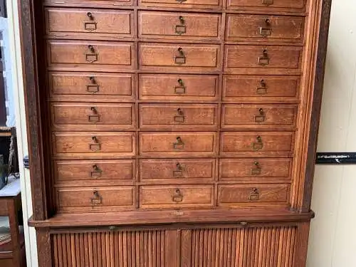 Antiker sensationeller Jugendstil Rolladen Archiv Schrank - Lieferung möglich!