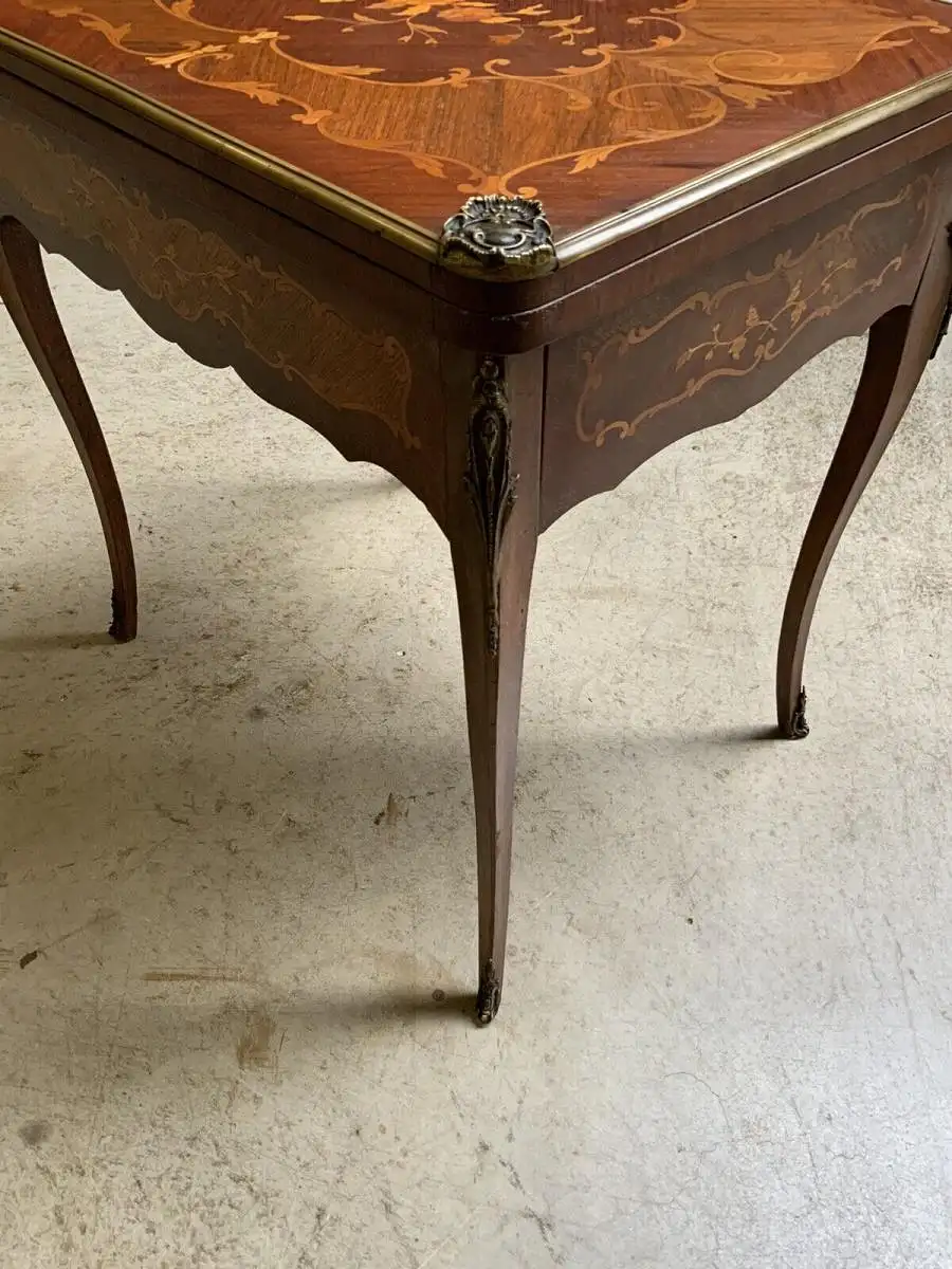 Antiker Jugendstil Spieltisch, Tisch, Intarsien, Bronze,  - Lieferung möglich! 15