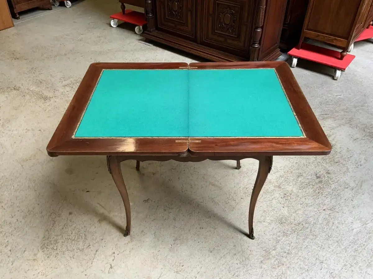 Antiker Jugendstil Spieltisch, Tisch, Intarsien, Bronze,  - Lieferung möglich! 9