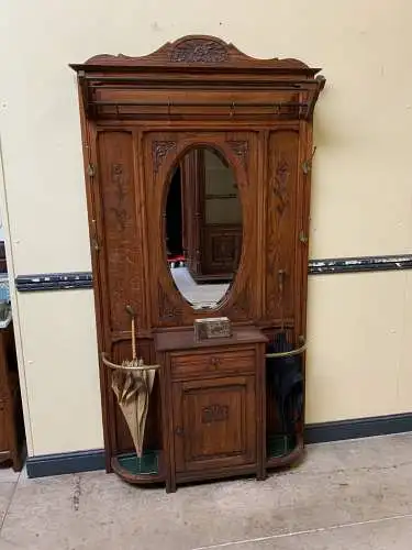 Antike Jugendstil Garderobe mit Schrank und Schub, - Lieferung möglich!