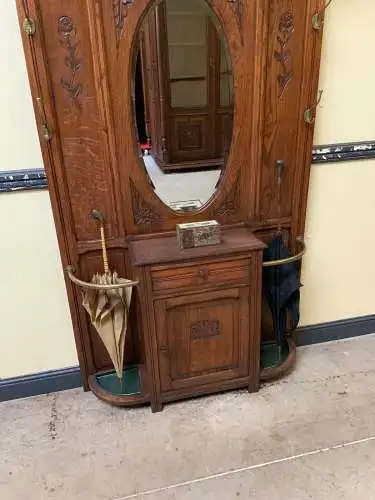 Antike Jugendstil Garderobe mit Schrank und Schub, - Lieferung möglich!