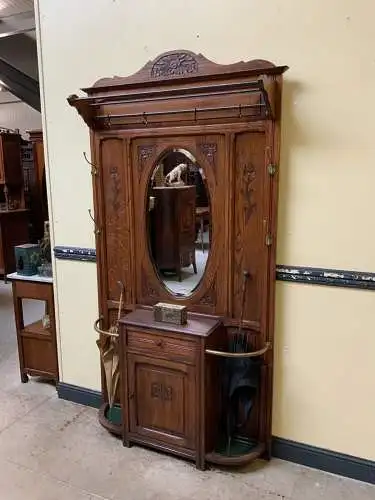 Antike Jugendstil Garderobe mit Schrank und Schub, - Lieferung möglich!