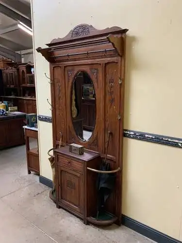 Antike Jugendstil Garderobe mit Schrank und Schub, - Lieferung möglich!