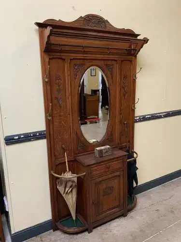 Antike Jugendstil Garderobe mit Schrank und Schub, - Lieferung möglich!