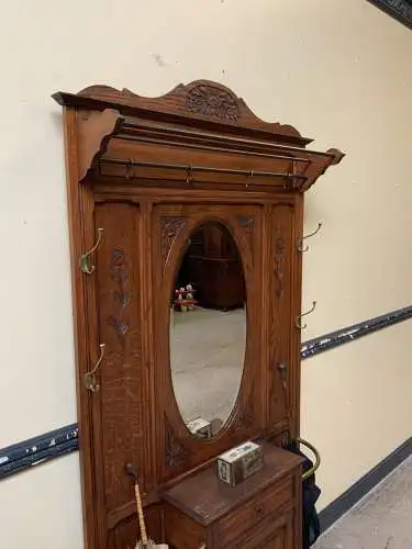 Antike Jugendstil Garderobe mit Schrank und Schub, - Lieferung möglich!