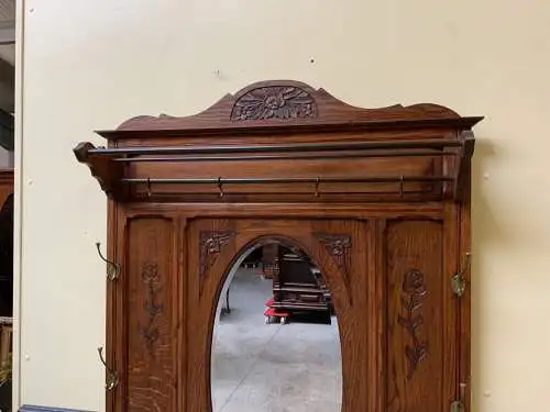 Antike Jugendstil Garderobe mit Schrank und Schub, - Lieferung möglich!