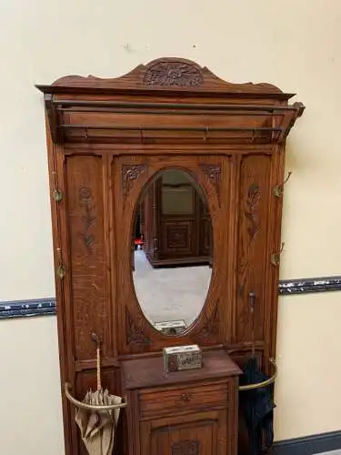 Antike Jugendstil Garderobe mit Schrank und Schub, - Lieferung möglich!