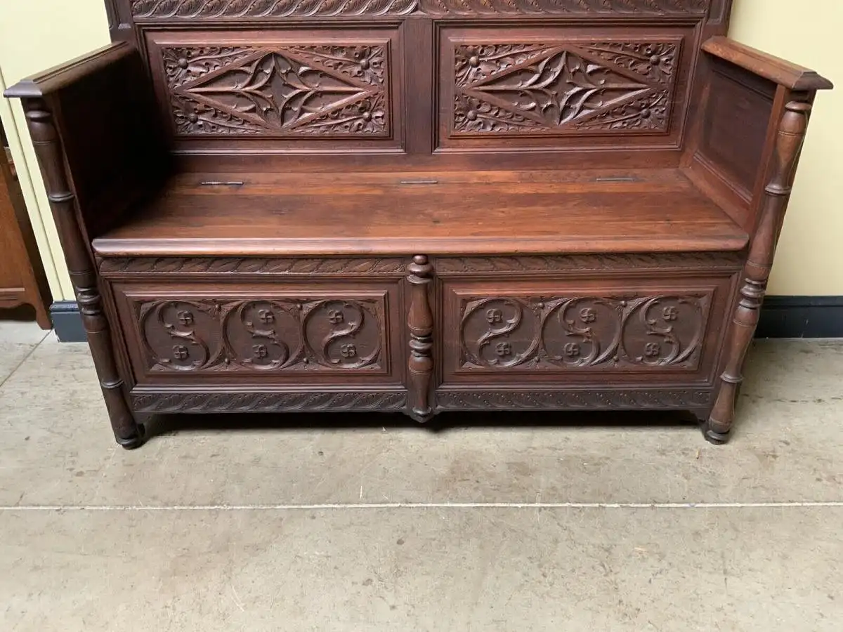 Antike Neogotische Truhen Bank - Lieferung möglich! 10