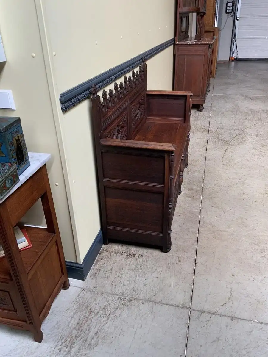 Antike Neogotische Truhen Bank - Lieferung möglich! 3