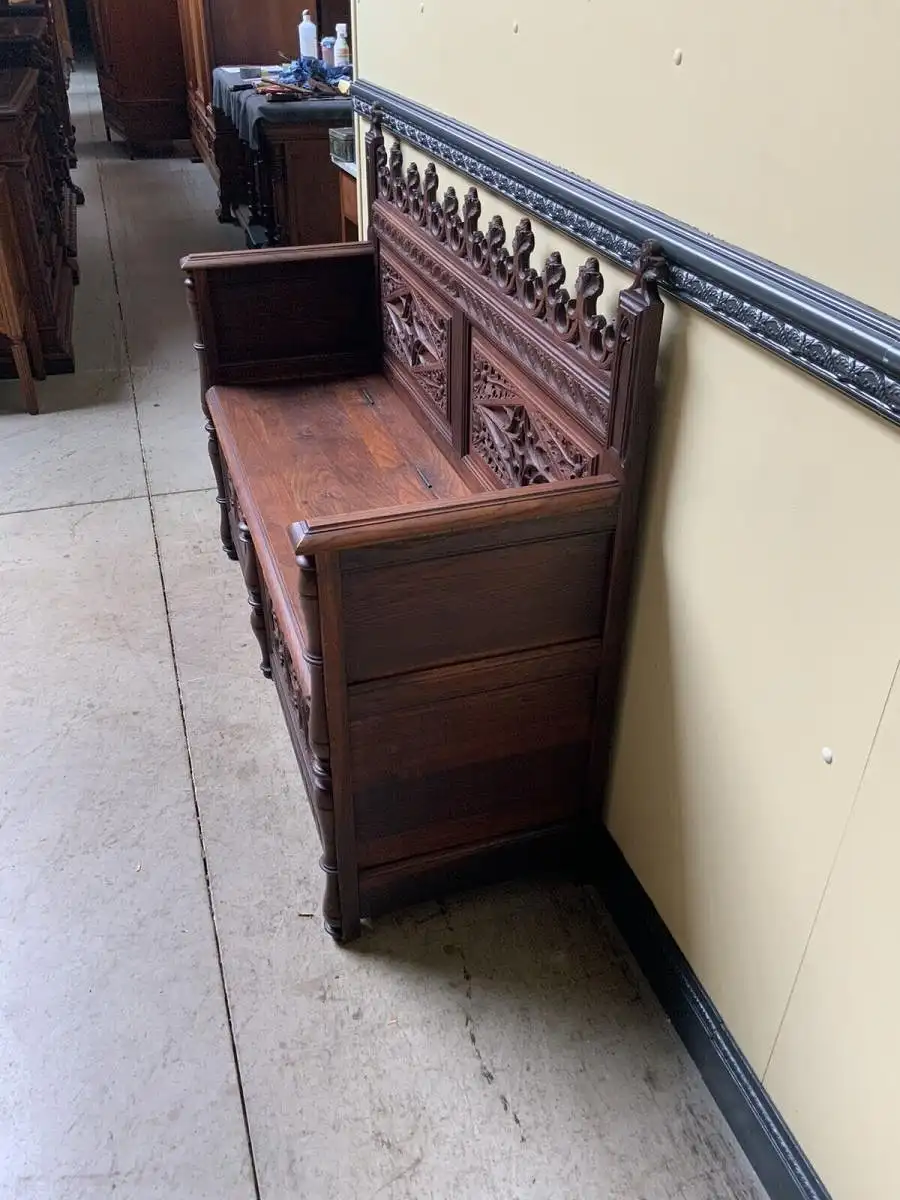 Antike Neogotische Truhen Bank - Lieferung möglich! 4