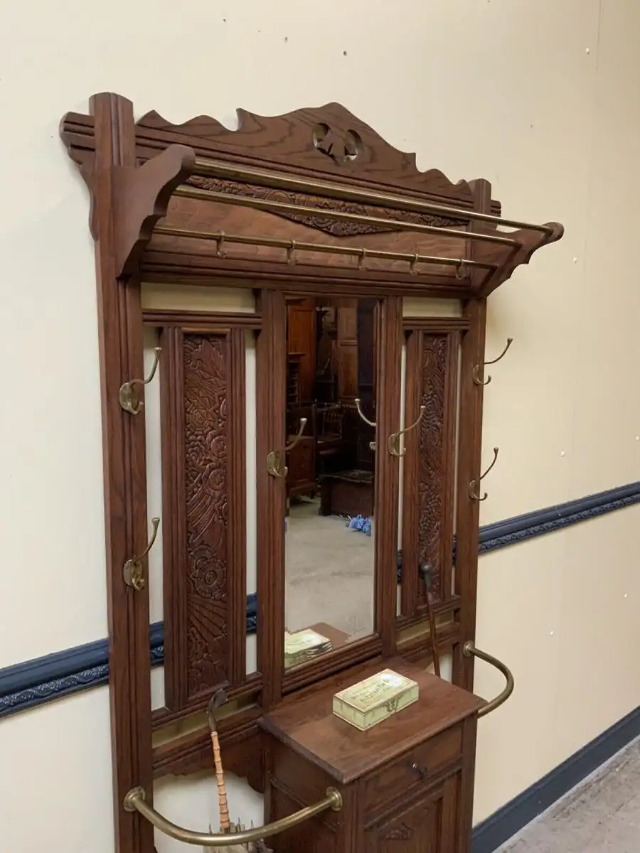 Antike Art Deco Garderobe mit Schrank,  Schub - Traumhaft - Lieferung möglich! 9