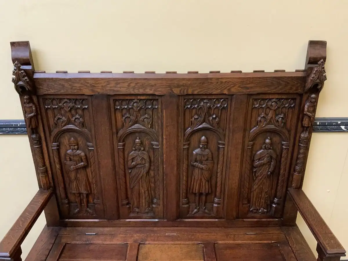 Antike imposante Neogotische Truhen Bank - Sensationell - Lieferung möglich! 10