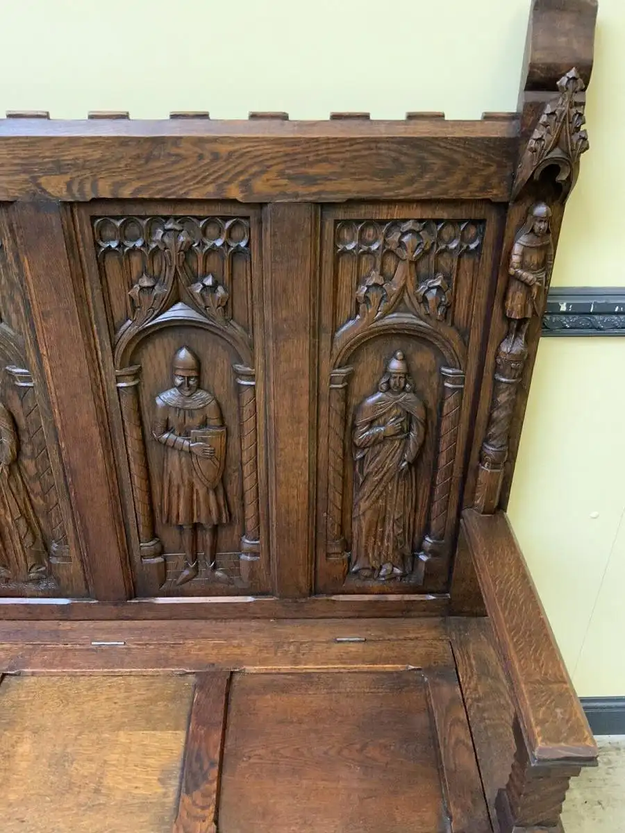 Antike imposante Neogotische Truhen Bank - Sensationell - Lieferung möglich! 13