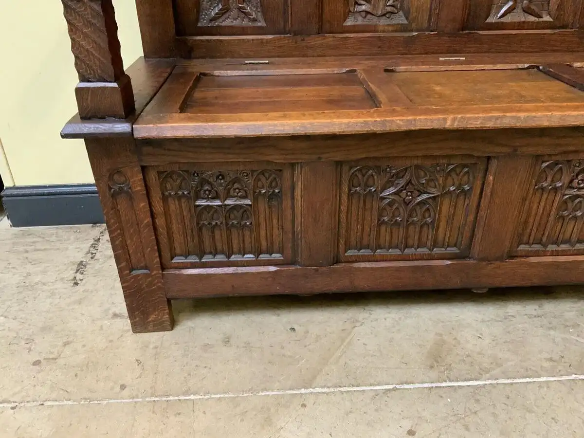 Antike imposante Neogotische Truhen Bank - Sensationell - Lieferung möglich! 15