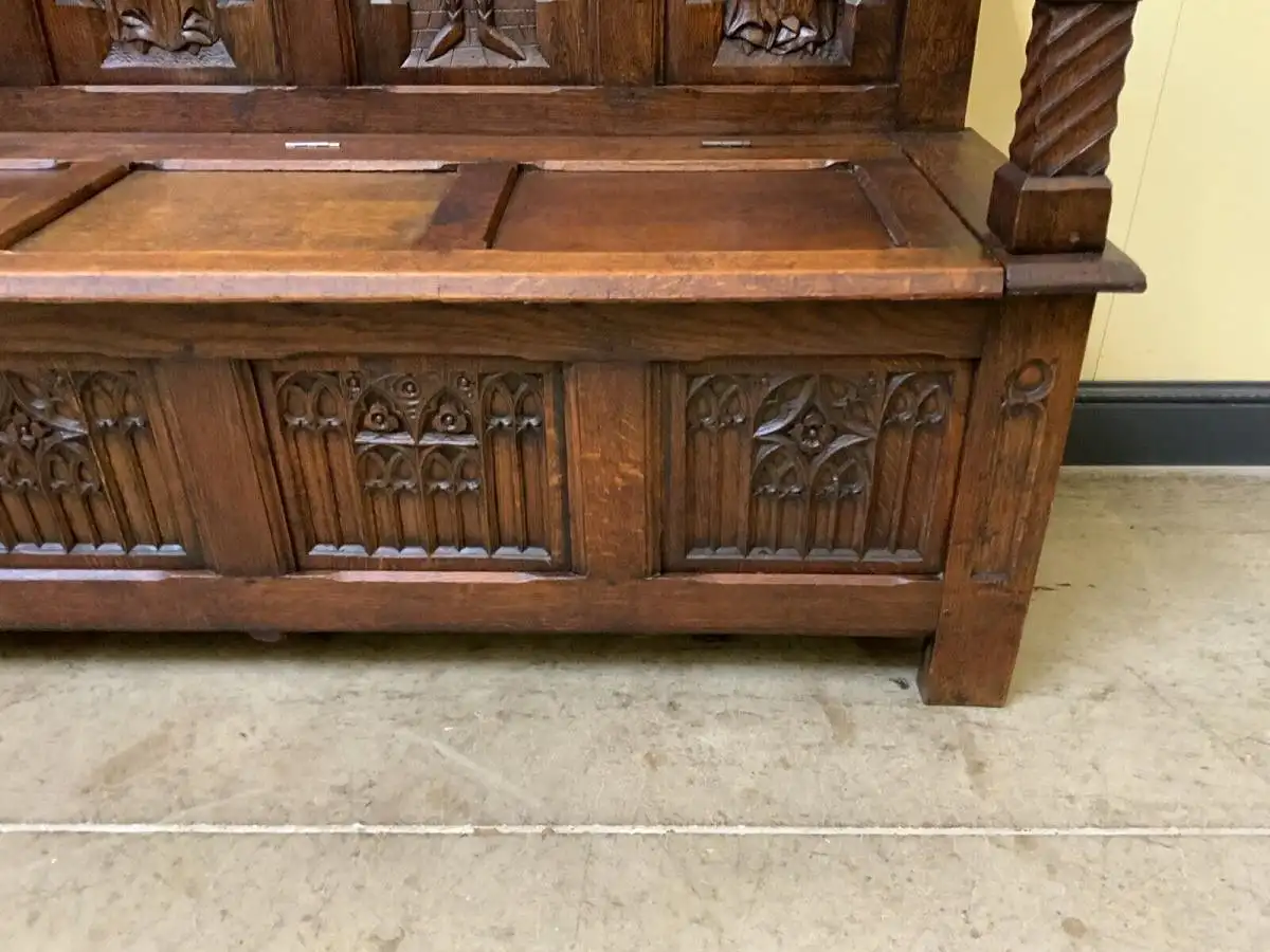 Antike imposante Neogotische Truhen Bank - Sensationell - Lieferung möglich! 16