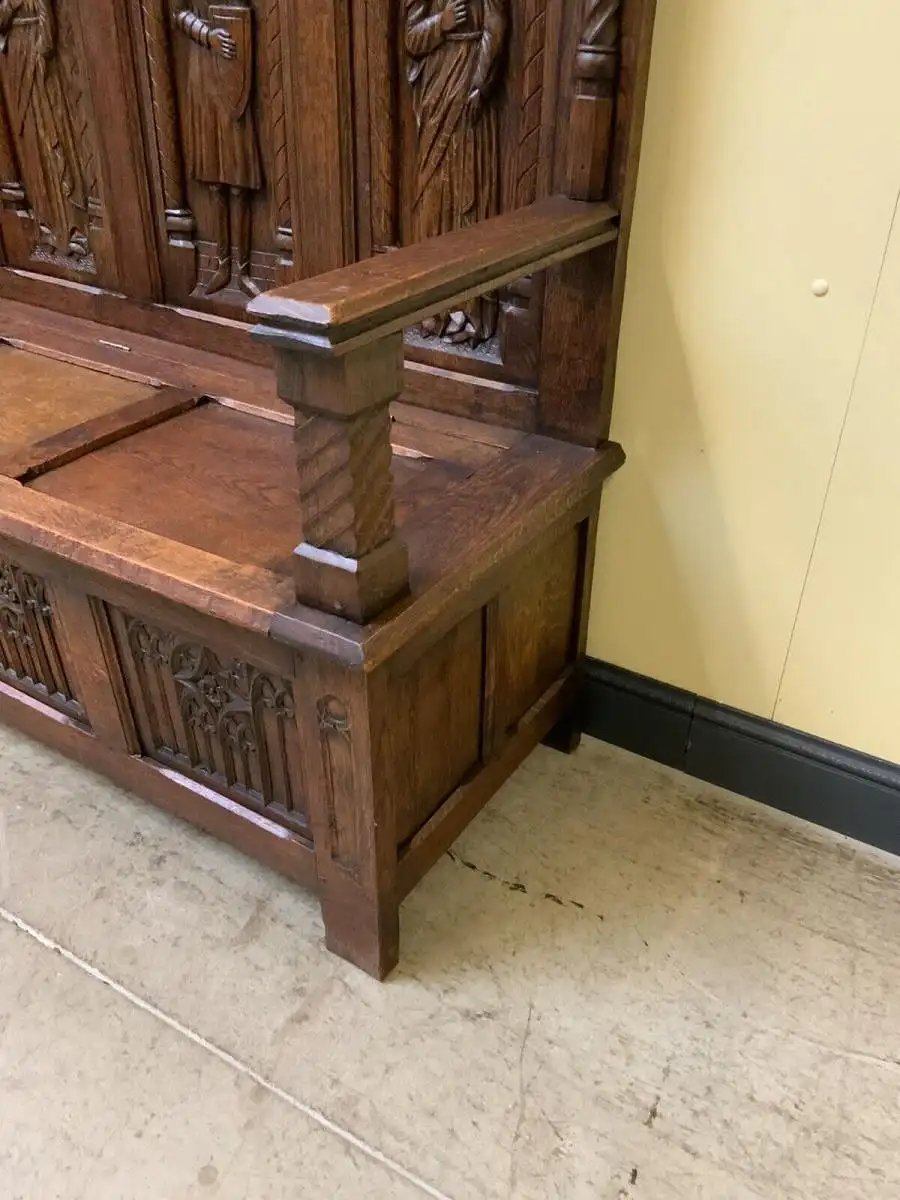 Antike imposante Neogotische Truhen Bank - Sensationell - Lieferung möglich! 17