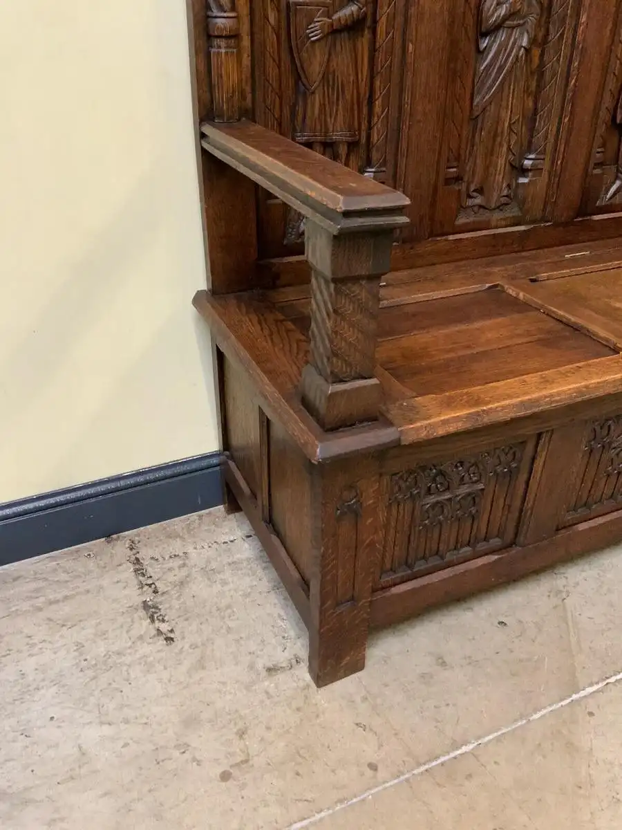 Antike imposante Neogotische Truhen Bank - Sensationell - Lieferung möglich! 18