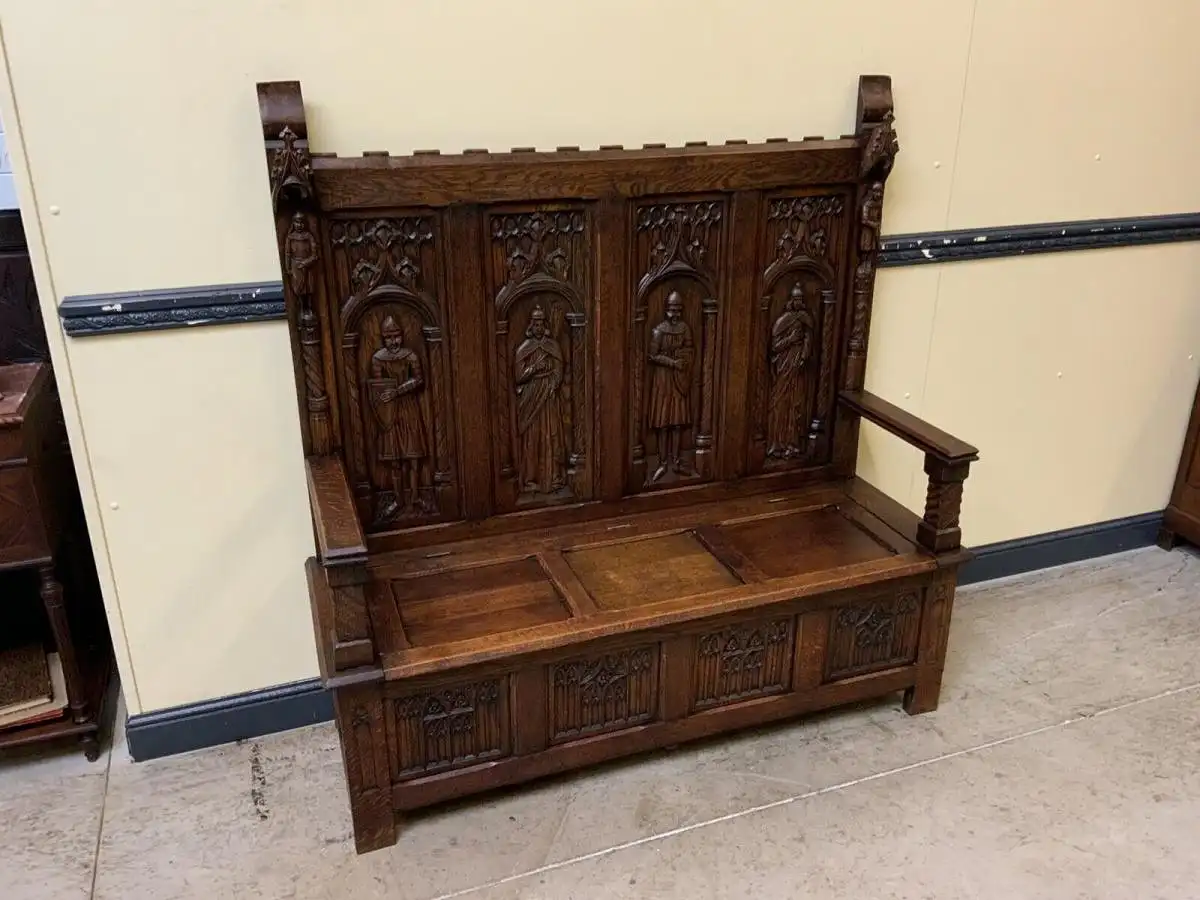 Antike imposante Neogotische Truhen Bank - Sensationell - Lieferung möglich! 2