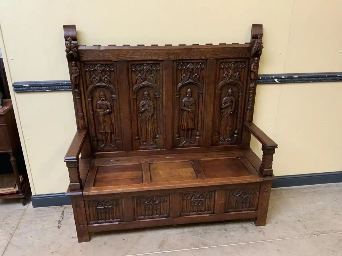 Antike imposante Neogotische Truhen Bank - Sensationell - Lieferung möglich! 3