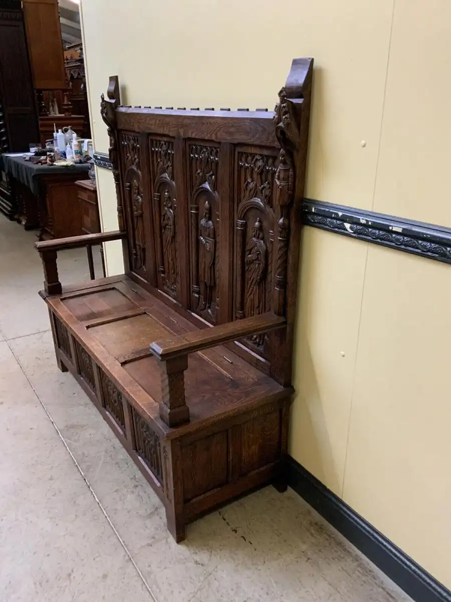 Antike imposante Neogotische Truhen Bank - Sensationell - Lieferung möglich! 5