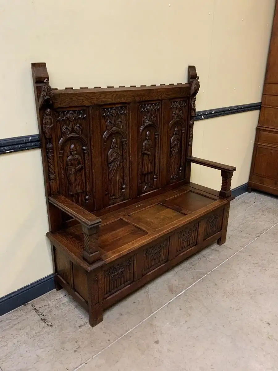 Antike imposante Neogotische Truhen Bank - Sensationell - Lieferung möglich! 6