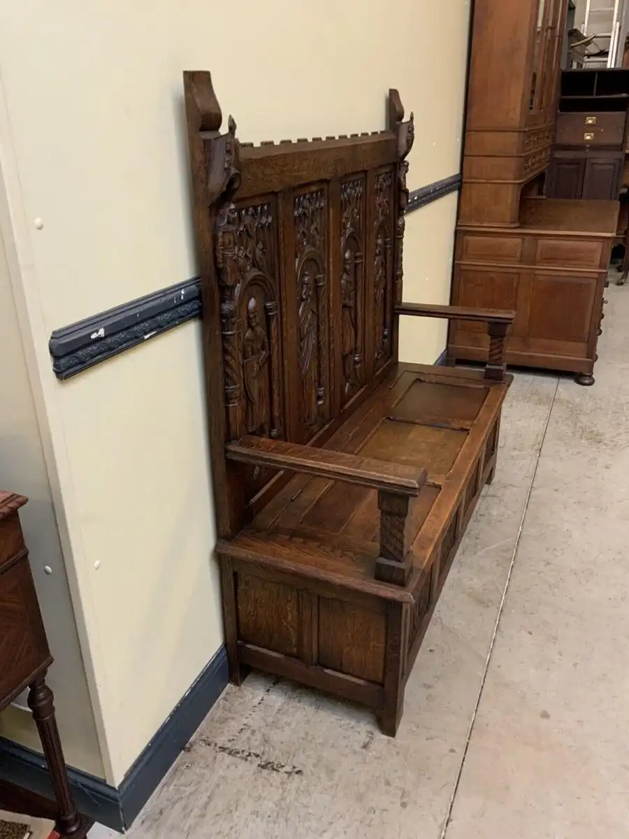 Antike imposante Neogotische Truhen Bank - Sensationell - Lieferung möglich! 7