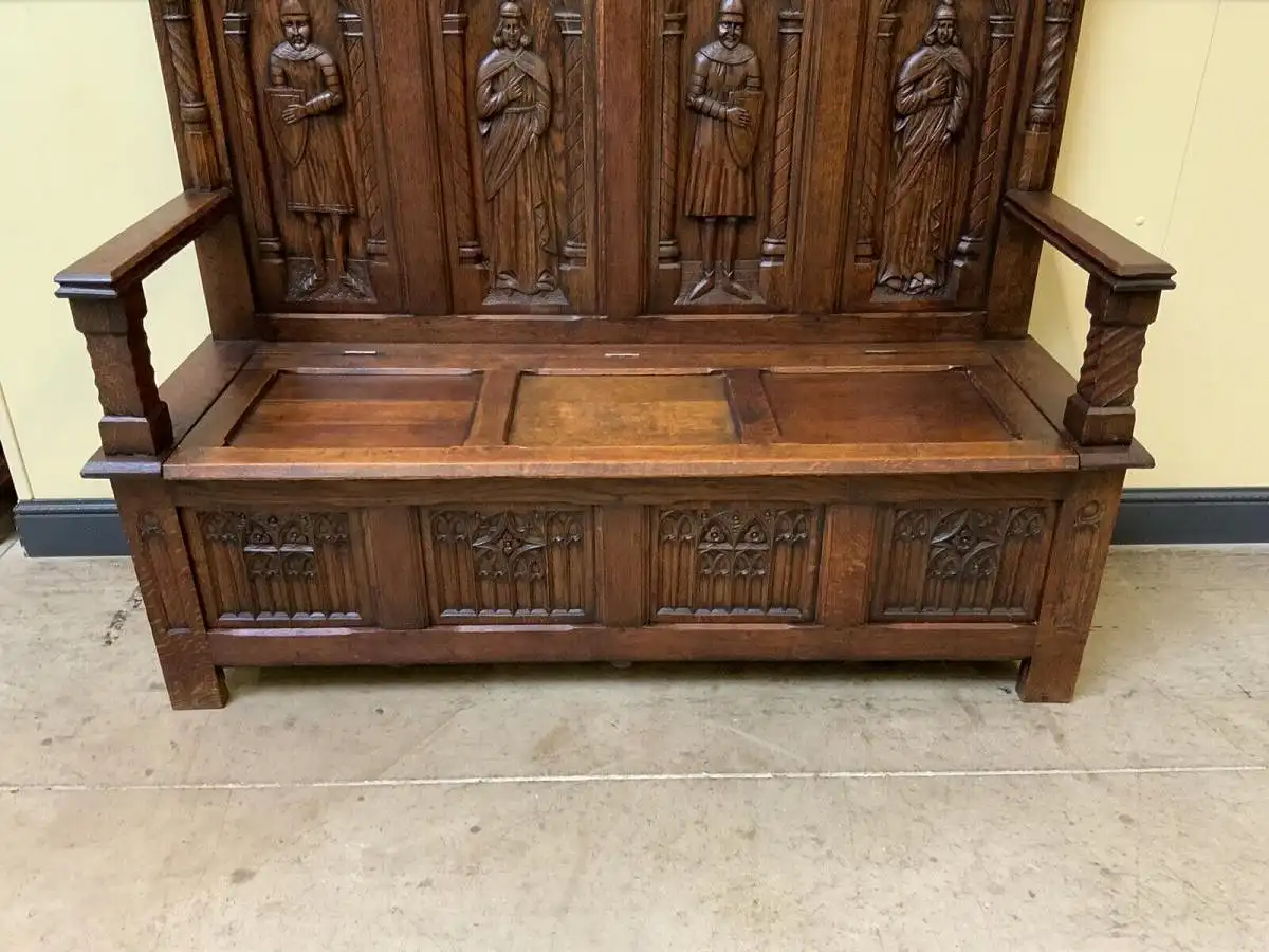 Antike imposante Neogotische Truhen Bank - Sensationell - Lieferung möglich! 8