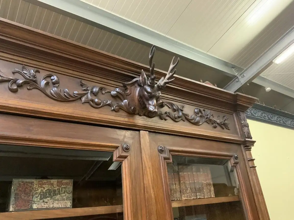 Antik - Bücherschrank, Vitrine, Jagd Schrank - Gründerzeit - Lieferung möglich! 19