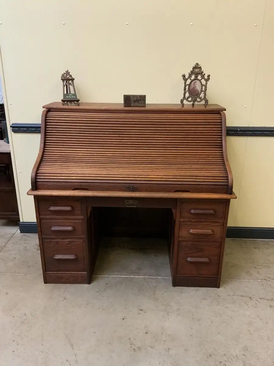 Antik - Imposanter Jugendstil Rolladen Schreibtisch - Lieferung möglich! 0