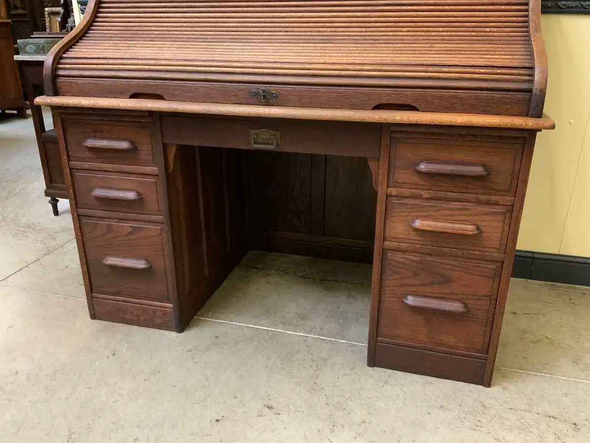 Antik - Imposanter Jugendstil Rolladen Schreibtisch - Lieferung möglich! 12