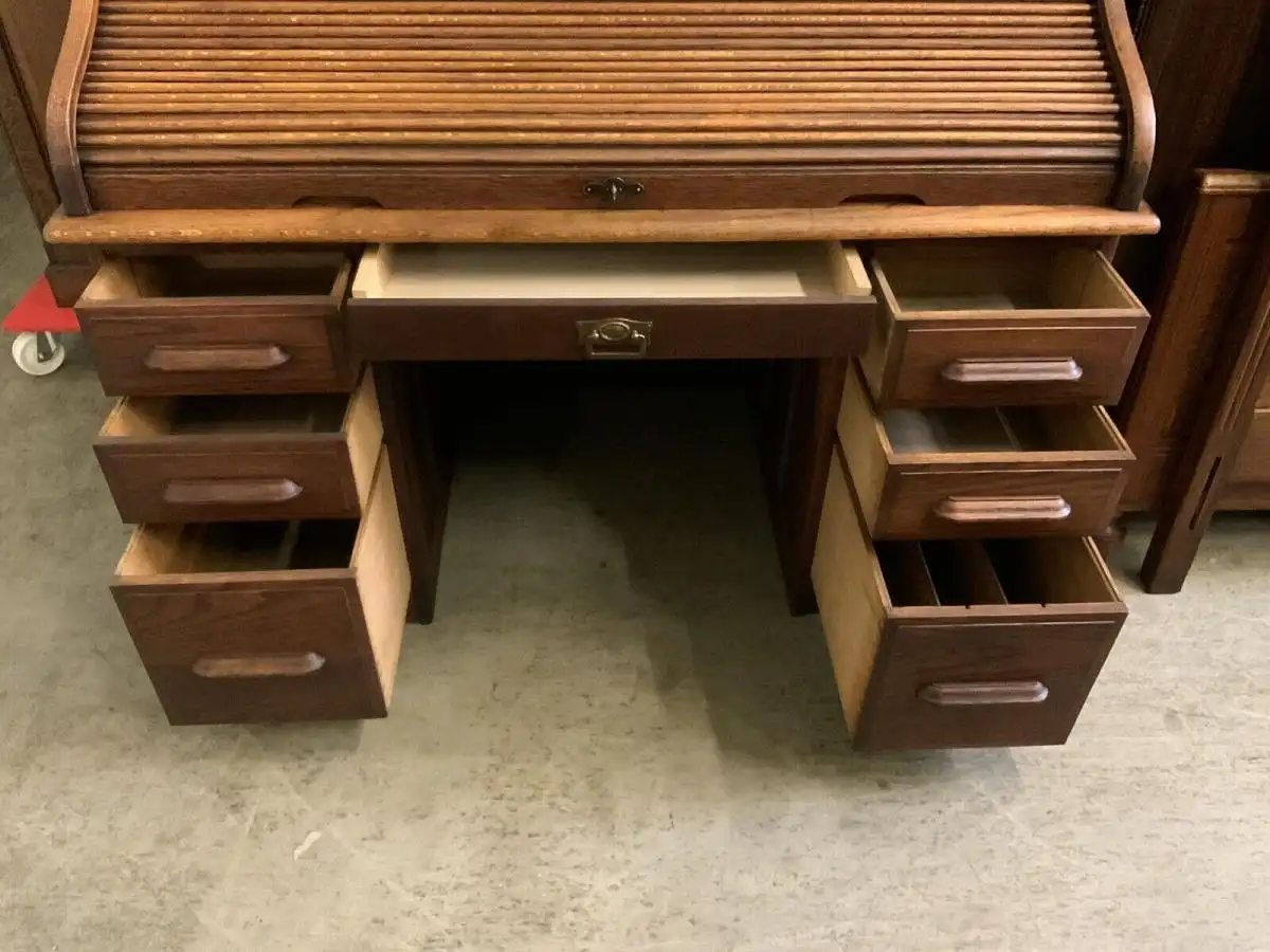 Antik - Imposanter Jugendstil Rolladen Schreibtisch - Lieferung möglich! 17