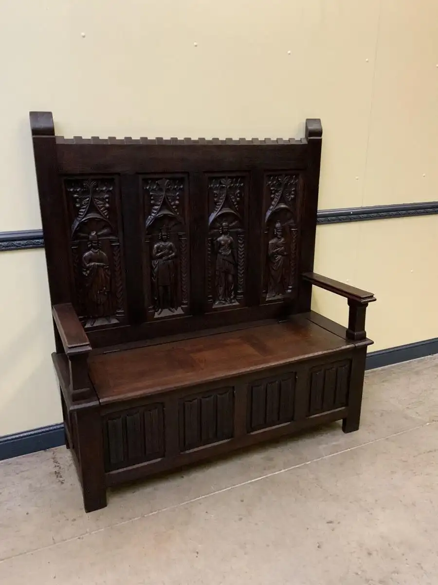 Antike imposante Neogotische Truhen Bank - Sensationell - Lieferung möglich! 1